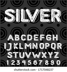 Handwritten fonts and alphabets, calligraphic characters, numbers and vintage vector illustrations named Silver