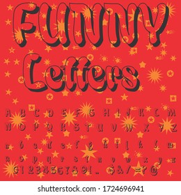 Handwritten fonts and alphabets, calligraphic characters, numbers and vintage vector illustrations