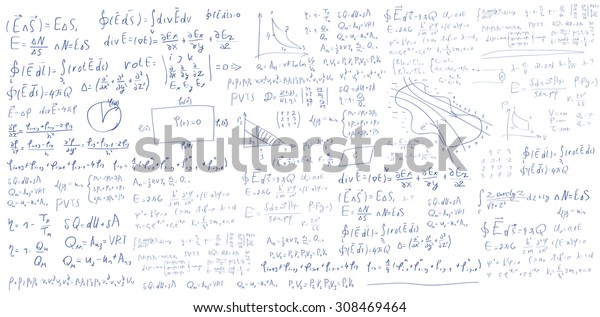 Handwritten Formulas Equations On White Background Stock Vector ...