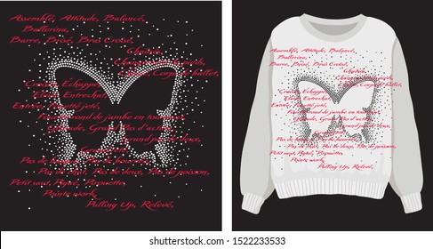 Handwritten front point butterfly red and black fashion design print