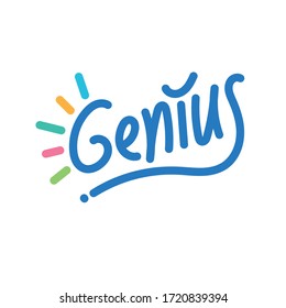 handwritten genius logo. genius word in white background