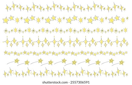 Handwritten glitter and star border illustration