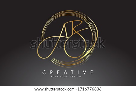 Handwritten Golden AB A B Letters Logo with a minimalist design. AB A B Sign with Golden Circular Circles. Creative Stamp Vector Illustration with letters A and B. 