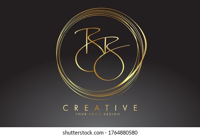 Handwritten Golden BB Letters Logo with a minimalist design. BB Sign with Golden Circular Circles. Creative Stamp Vector Illustration with letter B. 