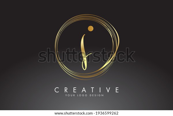 Handwritten Golden Letters Logo Minimalist Design Stock Vector (Royalty ...