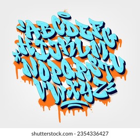 Handwritten graffiti font alphabet. Old school alphabet. Vector illustration