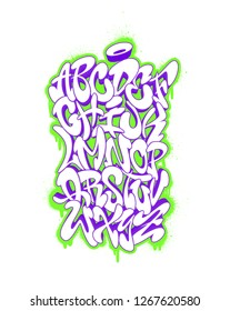 Handwritten graffiti font alphabet. Vector illustration set