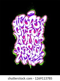 Handwritten graffiti font alphabet. Vector illustration set