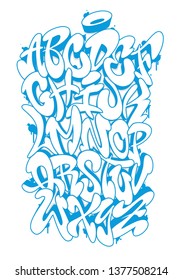 Handwritten graffiti font alphabet. Vector illustration set
