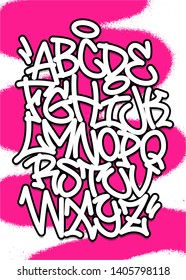Handwritten graffiti font alphabet. Vector illustration set