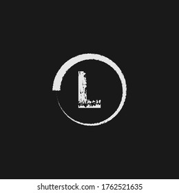 handwritten grunge L brush stroke letter alphabet logo icon design template in black and white for business