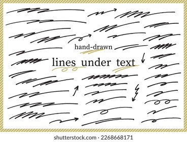 Handwritten, hand-drawn, lines under text, underline set