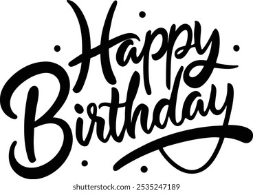  Handwritten Happy Birthday logo design, love, party, black and white vector logo design