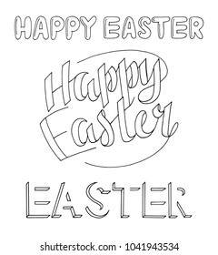 Handwritten Happy Easter lettering  on white background. EPS10