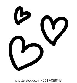 Handwritten heart set black vector. Vector Illustration eps file.
