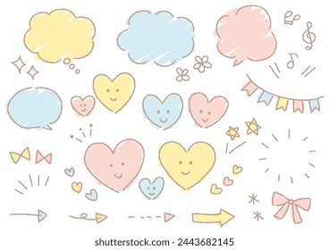 Handwritten heart and speech bubble (bumpy line), vector illustration