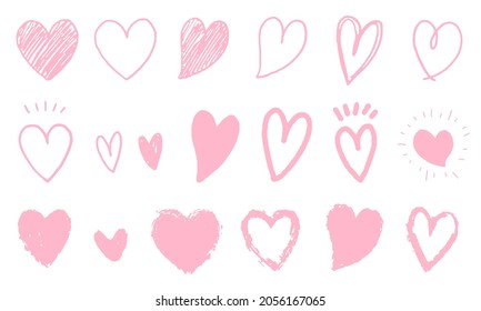 Handwritten heart symbol vector illustration set