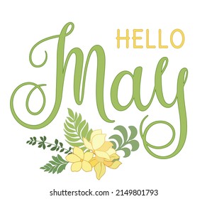 Handwritten Hello May Lettering Message Modern Stock Vector (Royalty ...