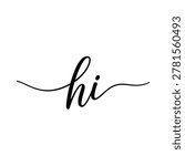 Handwritten hi lettering black script on white background