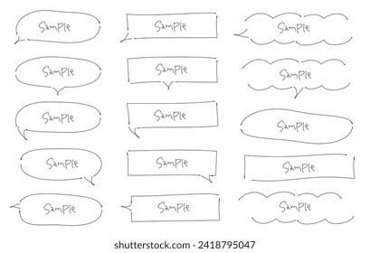 Handwritten horizontal speech bubble with thin line drawing