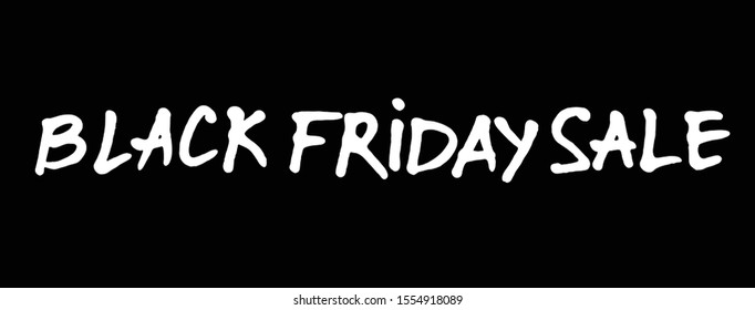 Handwritten horizontal web banner Black Friday. White handwritten lettering on a black background. Abstract vector black friday sale layout background. 