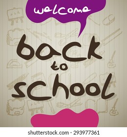 Handwritten icolored Back to School letters, vector
