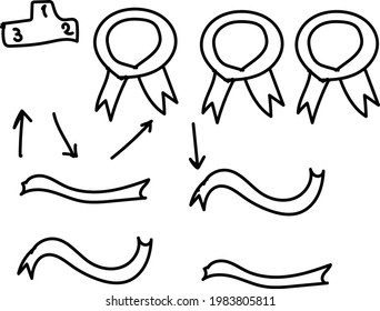 Handwritten icon set of things related to ranking