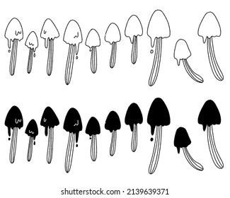 Handwritten Illustration Of A Fictitious Mushroom. Line Drawing.