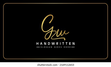 Handwritten initial letter GW vector logo design template, Isolated on a black background.