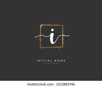 Handwritten initial letter I for identity and logo. Vector logo template with handwriting and signature style.