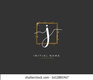 Handwritten initial letter J for identity and logo. Vector logo template with handwriting and signature style.