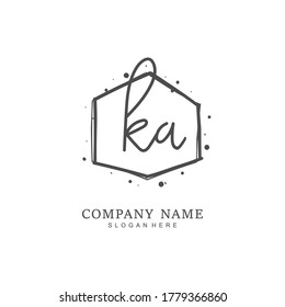 
Handwritten initial letter K A KA for identity and logo. Vector logo template with handwriting and signature style.