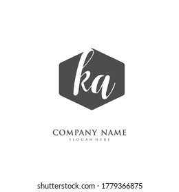 
Handwritten initial letter K A KA for identity and logo. Vector logo template with handwriting and signature style.