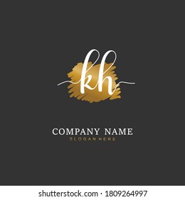 Handwritten initial letter KH for identity and logo. Vector logo template with handwriting and signature style.