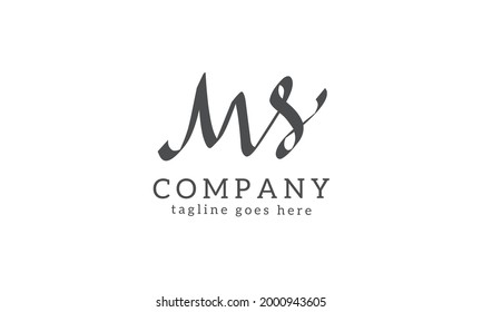 Handwritten initial letter MS monogram logo design template
