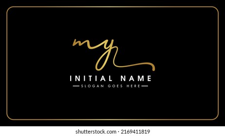 Handwritten initial letter MY vector logo design template, Isolated on a black background.