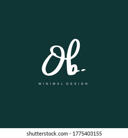Letra inicial manuscrita OB para identidad y logotipo. Plantilla de logotipo de vectores con escritura a mano y estilo de firma.