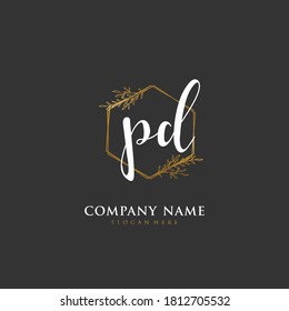 Handgeschriebener Anfangsbuchstabe PD für Identität und Logo. Vektorlogo-Vorlage mit Handschrift und Unterschrift.