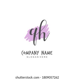 Handgeschriebener Anfangsbrief QH für Identität und Logo. Vektorlogo-Vorlage mit Handschrift und Unterschrift.