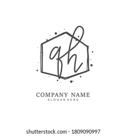 Handwritten initial letter QH for identity and logo. Vector logo template with handwriting and signature style.