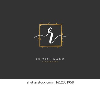 Handwritten initial letter R for identity and logo. Vector logo template with handwriting and signature style.