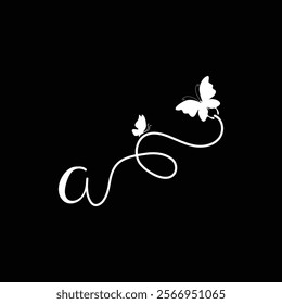  A Handwritten initial letter, A simple signature vector logo with butterfly shape variation, beauty, photography letter logo design. A