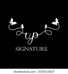 UP Handwritten initial letter, UP simple signature vector logo with butterfly shape variation, beauty, photography letter logo design. U P