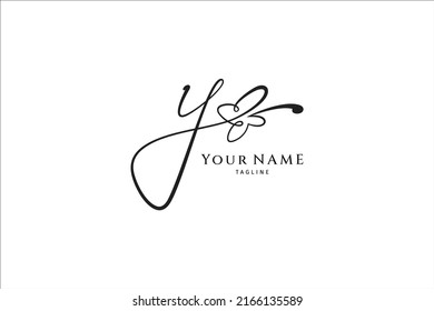 Handwritten initial letter Y, simple signature vector logo with butterfly shape variation