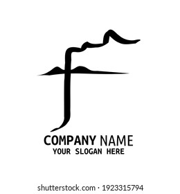 Handwritten Initial logo style minimalist with mountains concept. Vector
