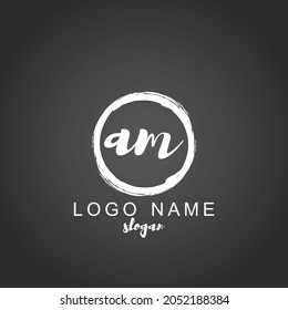 AM handwritten initial logo vector logo template with brush