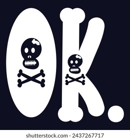 Handwritten ink brush text OKAY vector t-shirt print design. Grunge style. Hand-drawn lettering. Calligraphy icon. Template for button, web, ui and ux.
