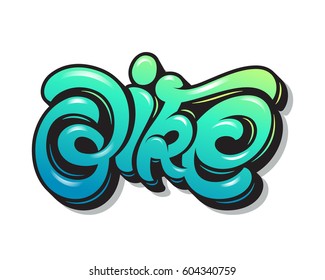 Handwritten inscription Bike. Vector logo lettering bike. Made in the form of a bicycle