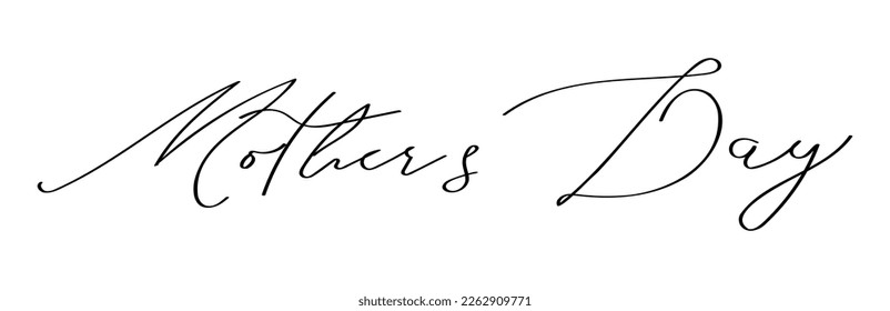 Handwritten inscription for Mother's Day. Linear lettering. A simple isolated vector template for greeting cards, greetings.