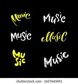 Handwritten inscription "Music" for printing and the Internet. Vector